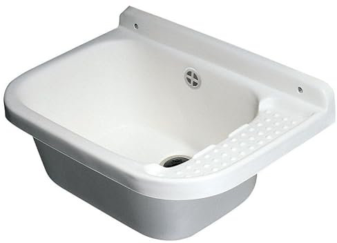 Giordanoshop Lavatoio 60x40x25 cm Pilozzo a Parete in Resina Bianco
