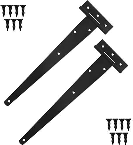 2 Stück 300mm/12 Zoll T-Scharnier Gartentor Scharnier Türscharnier T-förmige Scharniere Schwerlast Dreieck Scharniere Klappbar Schaniere Schwarz Torscharnier zum Gartentüren Schuppentür Scheunentore
