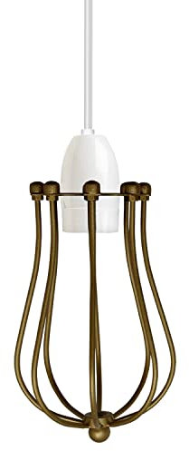 LEDSone Metal Easy fit Balloon Shape lamp Shade Bulb Guard Hanging Pendant Light Wire cage (Gold)