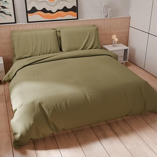 PETTI Artigiani Italiani - Single Duvet Cover Set 150 x 200 cm (1 Pillowcase 50 x 80 cm Included) Soft Microfibre Duvet Cover Set, Solid Colour Mud