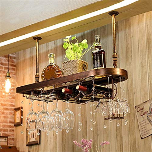 MAZAGE Bar, Bar, Weinbar, Restaurant, Weinglas, Weinumgedrehter Spind, Eisen-Retro-Kunst + Weinregale aus massivem Holz, C, 60 cm Needed