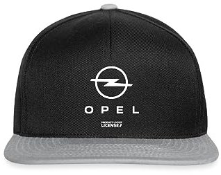 Spreadshirt Opel Logo Weißer Schriftzug Snapback Cap, One Size, Schwarz/Grau