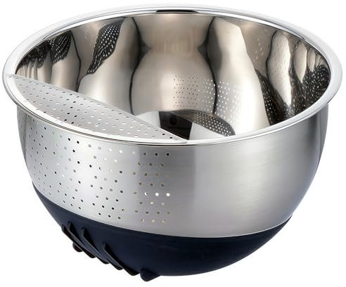 Kitchen Rice Colander Set 8.7 Quart Fruits Vegetables Washing Bowl, 2 in 1 Double Layered Plastic Food Strainer Basket for Spaghetti, Berry, Salads, Pasta, BPA-Free