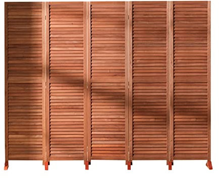 Wandteiler, Holzpaneel, freistehender Raumteiler für Wohnzimmer, Studio, Büro, Sichtschutz, zusammenklappbar (5 Paneele hoch 170 cm/67 Zoll)