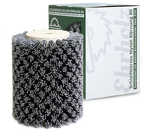 EHRHOLZ Spazzola abrasiva per levigatrice Makita 9741 | Spazzola per strutturazione e raso | Qualità professionale | Lavorazione del legno e del metallo (nylon, grana 100)
