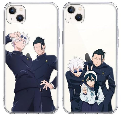 2 Stück Handyhülle für Apple iPhone XR Hülle 6.1'', Anime Motiv Gojo Satoru Itadori Yuji Manga Muster Schutzhülle Jungs Case Schutz der Linse Design TPU Cover Stoßfest, Transparent10