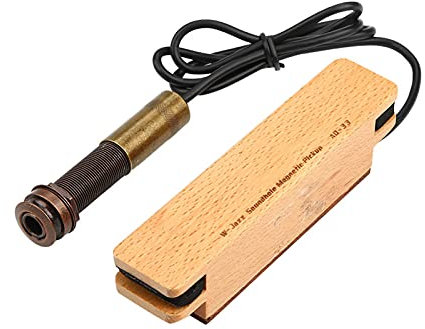 Micro de Guitare en Bois, Micro de Guitare fermé Portable Micro Externe Magnétique Passif en Bois Prise 6,35 Mm pour Guitare Folk Acoustique