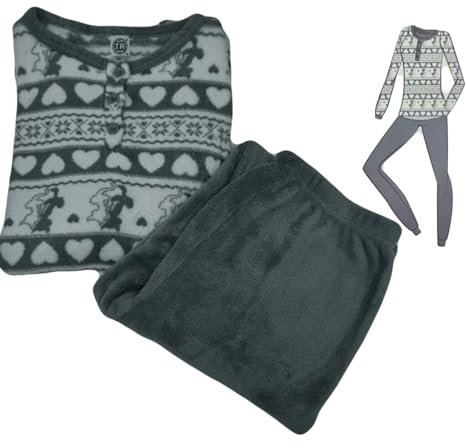 DEMONA Pigiama da Donna 100% Caldo Cotone Interlock E Pile Maglia E Pantalone Invernale Offerta SPEDIZIONE Gratuita (IT, Testo, M, Regular, Regular, Coral-2025-2)