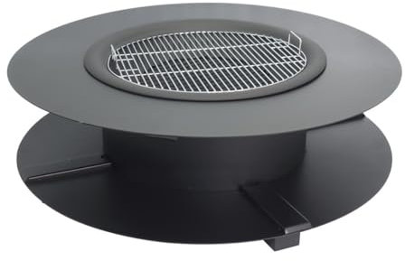 Vente-unique - Brasero plancha grill avec range-bûches - L120 x l120 x H40 cm - BARCENA