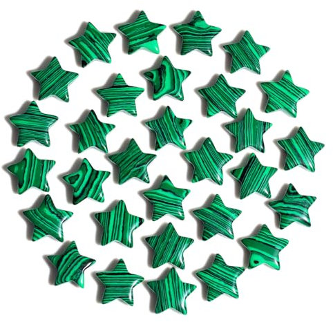 XIANNVXI 20 Stück Stern Kristalle Set Grün Malachit Stein Natürliche Edelsteine Sterne Kristallstein Poliert Steine Glückssteine Reiki Heilkristalle
