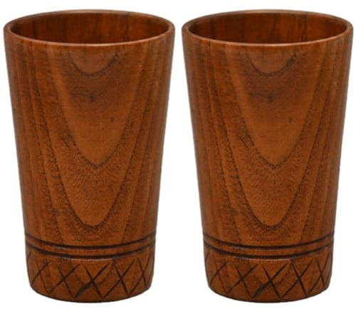 Lipfer Hölzerne Tee Tassen 2 Pcs Japanische Style Tassen Handgefertigt Natürliche Holzwasserbecher Zum Trinken, Wein, Milch, Kaffeetasse Küchenbar Getränke Geschirr