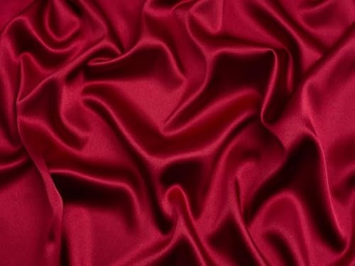 Minerva Stretch-Satin-Stoff, gewebt, Dunkelrot, Meterware