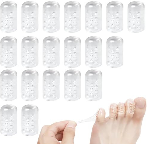 NTRUXZP 24 piezas Protector Dedos Pies, Protector Dedos Pies Silicona Transpirable, Protector Dedo Pie para Dedos Pequeños Punteras para Prevenir y Proteger Callos, Ampollas,Alivio Del Dolor (20)