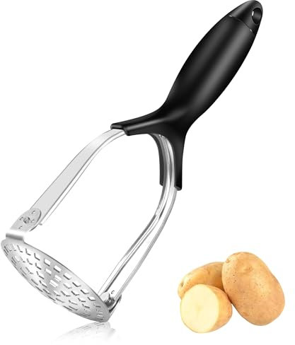 PUWOWYE Presse-Purée en Acier Inoxydable, Presse Puree Manuel avec Longue Poignée, Pliable Broyeur de Pommes pour Fruits, Légumes, Aliments pour Bébés