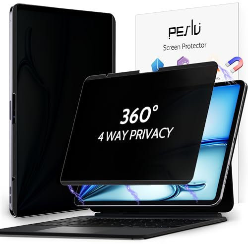 Peslv 4-Wege Magnetischer Sichtschutz für iPad Air 13 Zoll 2024/2025 (M2/M3, 6./7.Gen), Abnehmbarer 360 Spy Private Filter, Anti-Blaulicht-Blendung, Blasenfrei, Einfache Installation, Schwarz
