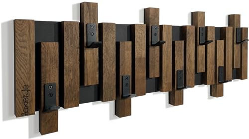 Kleiderhaken wand Wandgarderobe Garderobe Holz Eiche design Lamellen paneele Schwarz modern natur 2 Dimensionen (80cm Braun)
