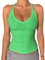 Danysu Tank Top Damen Mit Integrierter BH Sexy V-Ausschnitt Spaghetti Top Ärmellos Sommer Gerippt Tanktops Sport Oberteile Basic Shirt Camisole Einfarbig neon Green, X-Groß