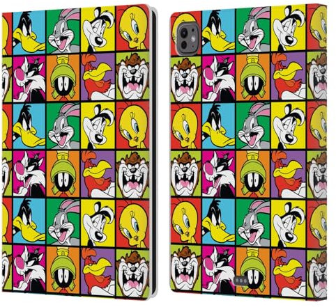 Head Case Designs Officially Licensed Looney Tunes Tiles Patterns Leather Wallet Case Compatible With Apple iPad Pro 11 M4/M5 2024/2025