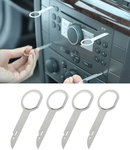 Flaconi Outil De Démontage d'Autoradio 4 Pièces,Outils De Démontage d'Autoradio,Accessoires De Voiture,Clé d'Outil De Démontage d'Autoradio,Outils d'Extraction De Clés De Déverrouillage d'Autoradio
