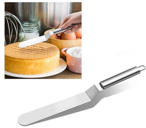 Lunpog Angle Palette Stainless Steel Set, Cake Spatula, Cake Knife, Angled Palette Cake, Spreading Palette for Cakes, Angle Palette Small, Spatula, Cake Spatula (Silver, 6 Inches)