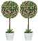 HOMCOM Lot de 2 plantes artificielles décoratives - Arbre topiaire en forme de boule avec rose en pot - Plantes artificielles pour décoration d'intérieur et d'extérieur - 60 cm - Rose
