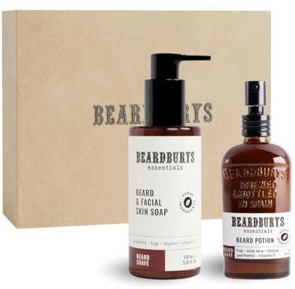 Essentials Skincare - Pack Cuidado Barba Hombre Diario | Incluye Limpiador Barba y Cara + Acondicionador Barba | Antiarrugas, sin Picores y Fórmula de Rápida Absorción