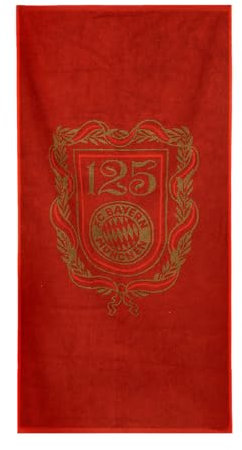 FC Bayern München I Duschtuch I Badetuch I Handtuch I 125 Jahre I Rot/Weiß I 140x70 cm