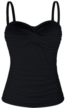 Ocean Blues Women's Twist Bandeau Swimsuit Top Ruched Tummy Control Tankini Top Only