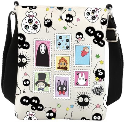 Anime-Umhängetasche, Geschenke für Liebhaber, japanisches anime-Geschenk, anime-inspiriertes Merchandise-Schultertasche, weiß, 8,26*5,9 Zoll