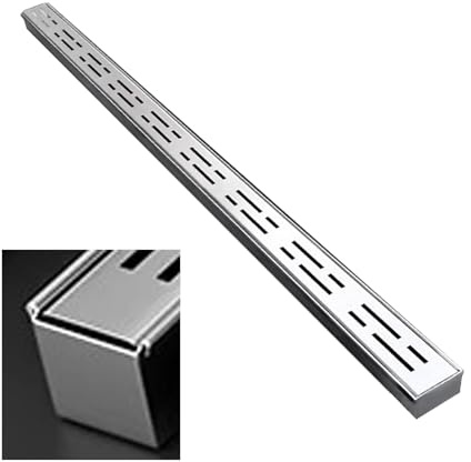 Caniveau Exterieur Kit de Caniveau avec Embout/sortie, Système de Drainage de Tranchée Sur Mesure, Gouttière de Dérivation D'eau pour Allée, Caniveaux de Tranchée en Acier Inoxydable(With End,5x3cm(2x
