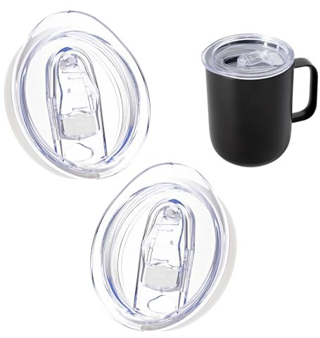 2 Pack Replacement Mug Sliding Lid Compatible with Ember 10oz Temperature Control Smart Mug 1 & 2, BPA-Free, Spill Proof Cup Lid Cover with Sealing Silicone Ring, Clear