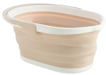 UTHCLO Cubo de Fregona Plegable de Plástico Beige Accesorio de Limpieza para Pisos Barril de Fregona Lavable para Mopa Espacio