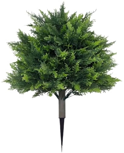 yakermur Artificial Cedar Topiaries | Eternal Cypress Decorations - Weather-resistant Evergreen Conifer 60cm with Ground Stake for Patio Garden Driveway