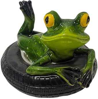 miniteich Frosch Figur, gartenteich Schwimmfrosch, wasserspeier, teichdeko, mini teich, miniteich deko, Gartendeko für Draußen Wetterfest, für Gartenteiche, Balkone, Terrassen (A)