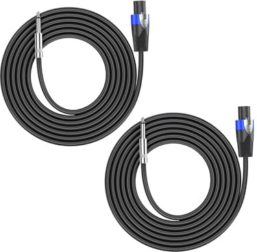 2Pack 8M Speakon à 1/4 Jack Câble de Haut-parleur 15AWG 2 Conducteurs | Professionnel Câble Speakon pour Amplificateur, Audio, DJ/PA, Mâle à Femelle, CCA Câbles enceintes, NL2 Connecteur Speakon