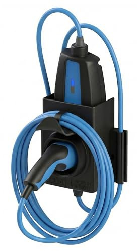 E-Voll Typ 2 Ladekabel Wandhalterung mit ICCB Halter – Kabelhalterung für Elektroauto & Plug-in-Hybrid – Wetterfest & UV-beständig – 3 Jahre Garantie – Made in Germany – Schwarz