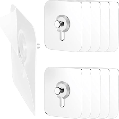 20 Pack No Nails Picture Hanging Hooks, Self Adhesive Transparent Wall Hangers, Strong Stick on Picture Hooks for Frames, Photos, Waterproof Nail Free Strips Without Damage, Holds Up to 5 KG