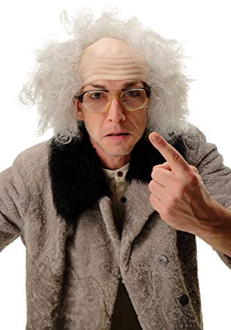 WIG ME UP - 3893-P68A Perücke Halbglatze Herren Karneval Halloween Alter Opa Verrückter Professor Wissenschaftler Einstein Kauz grau