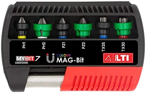 LTI By Krino 66002445 - Set Inserti Mag-Bit Con Portainserto Magnetico, MyBit7 - 7 Pezzi