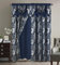 Golden Rugs Set di tende di lusso con mantovana e supporto in jacquard, per camera da letto, soggiorno, sala da pranzo, collezione Jana (blu marino)