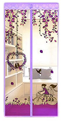 Magnet Mosquito Net Hands-Free Curtains Tulle Window Door Screen,No More Mosquitoes or Insects (Purple car)