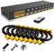 Huasion VGA KVM Switch 8 Port in 2 Out Switcher 8x2 Supports Wireless Keyboard and Mouse Audio USB 2.0 Devices Sharing 8 Computers with Remote Control