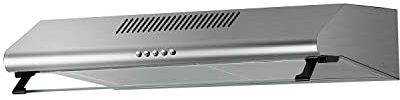 electriQ 60cm Stainless Steel Visor Hood with Glass Front - Top & Rear Venting - 5 Year Warranty