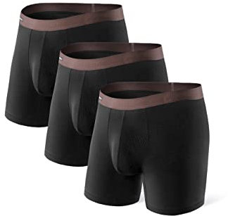 DAVID ARCHY Boxer Homme sans Couture Lot de 3 Long en Fibres de Bambou Poche sous-Vêtement Élastique Séchage Rapide Confortable