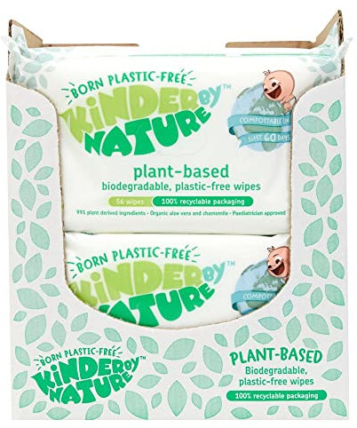 Jackson Reece, Kinder by Nature Plant-Based Wipes - 12 Pack (Suitable for Sensitive & Eczema Prone Skin + 99% Water, 100% Biodegradable & Compostable, 100% Recyclable + Vegan)