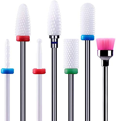 MelodySusie 7x Embouts de Ponceuse à Ongles Pour Manucure et Pédicure, Embouts en Céramique Professionnels Fraises Conique de Haute Qualité Pour Retirer Le Vernis/Gel et Repousser les Cuticules