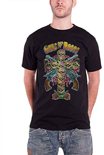 Guns N' Roses T Shirt Vintage Skull Cross Guns Band Logo Official Mens Black L