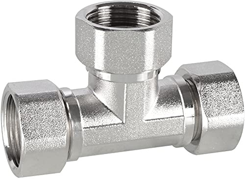Beduan Stainless Steel 1/2G 3 Way Diverter, 3 Ends Movable Cap Flexible Tee Connector for Angled Valve, Bidet, Sprayer, Shower Arm(Thread ID/OD is 19.8MM/3/4)