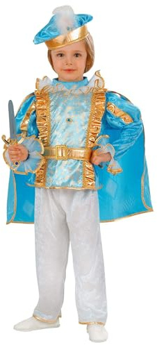 W WIDMANN MILANO Party Fashion - Traumprinz Kinder Kostüm Set | König-Kostüm mit Oberteil, Umhang, Hose, Gürtel und Hut für Karneval und Mottoparty