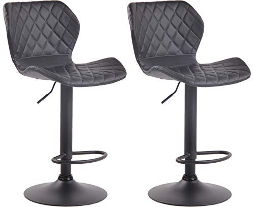 CLP 2er Set Barhocker Cork Kunstleder I Thekenhocker Höhenverstellbar I Barstuhl Mit Fußstütze 360° Drehbar I Tresenhocker Mit Trompetenfuß, Farbe:schwarz, Gestell Farbe:schwarz